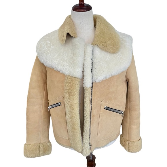 SANDRO PARIS Shearling Coat - Picture 3 of 16